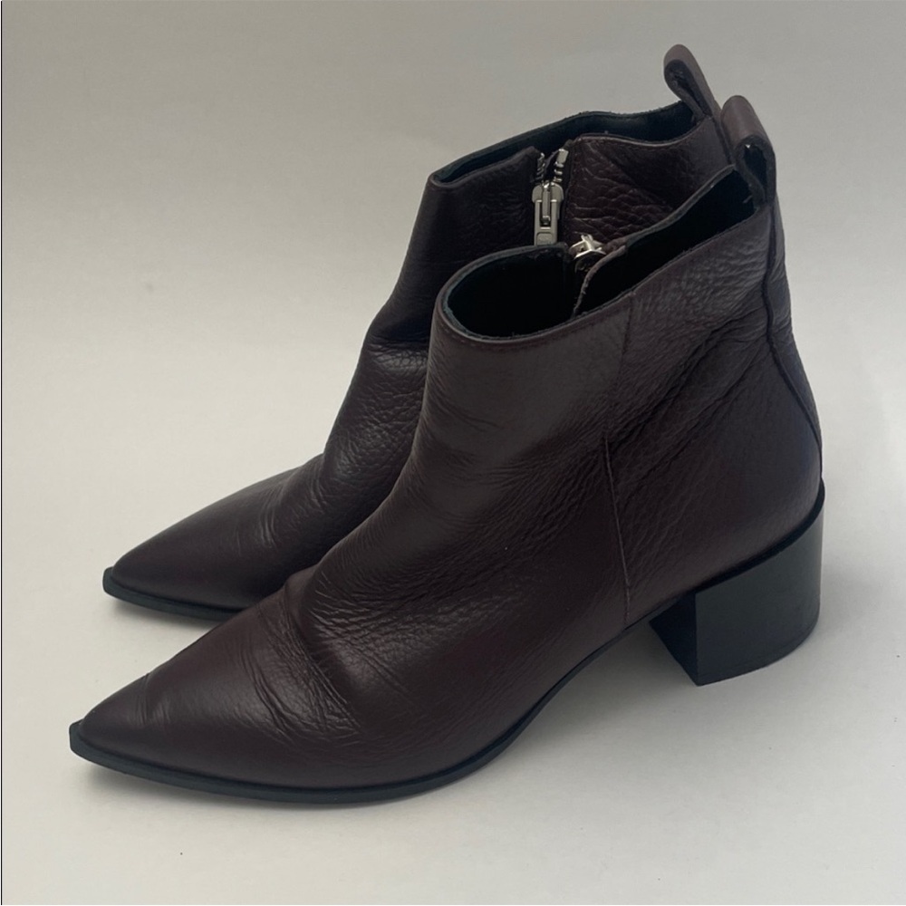 Everlane The Boss Ankle Boot Leather Pointed Toe Chunky Heel Burgundy Size 7.5 - Picture 2 of 11